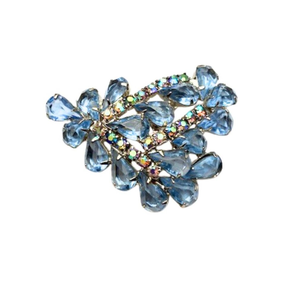Vintage Teardrop Crystal Floral Spray AB Brooch